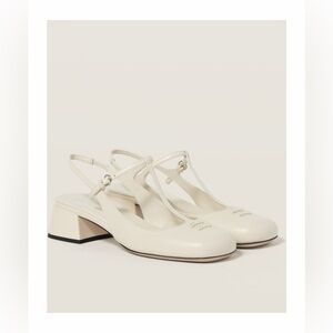 Miu Miu T-Strap Slingback Block Heels Size 38.5B NIB